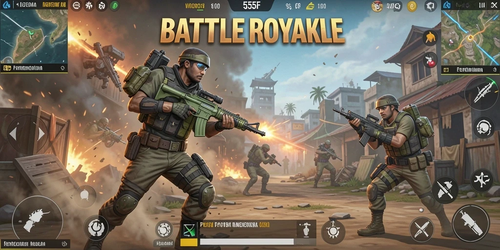 Gameplay menegangkan di 555F dengan aksi Battle Royale.