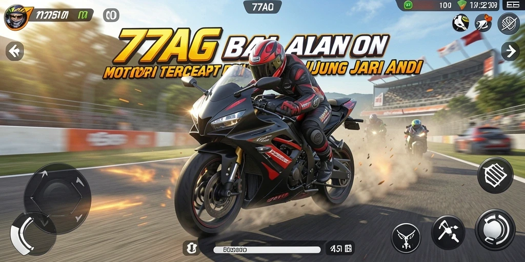 Screenshot gameplay menunjukkan aksi seru balapan motor.