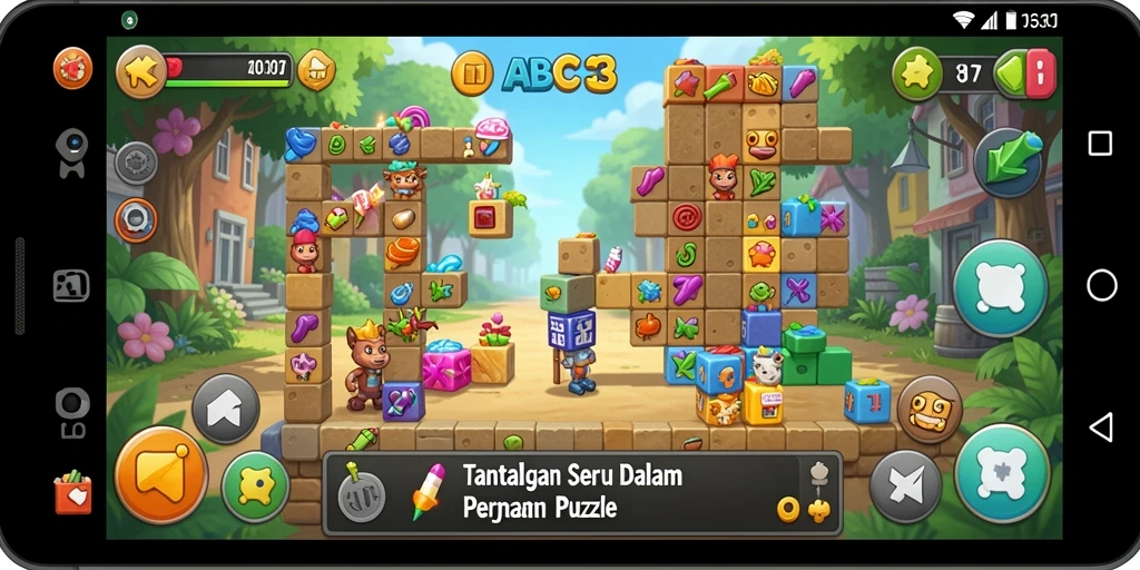 Screenshot utama dari ABC33 menampilkan gameplay menyenangkan dan menantang di dunia puzzle.