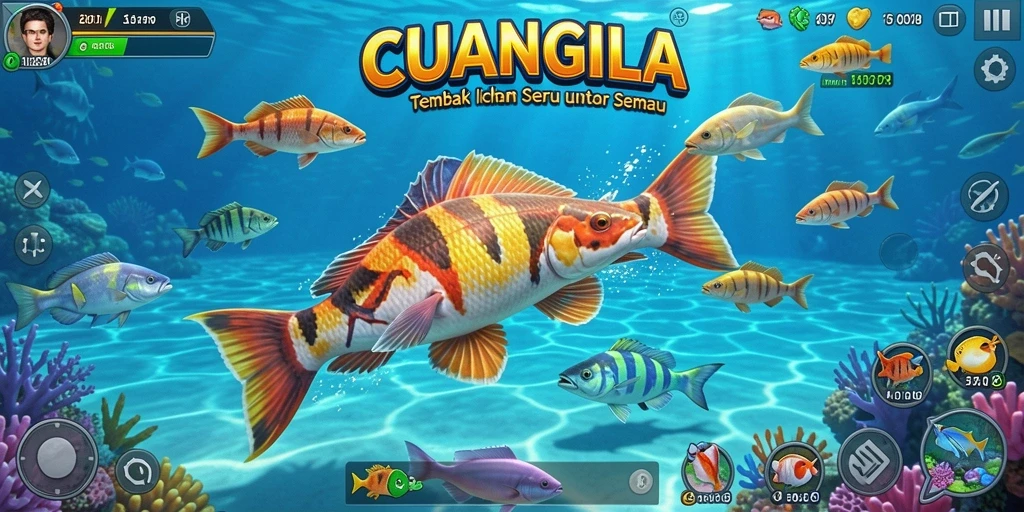Screenshot utama CUANGILA menampilkan gameplay Tembak Ikan yang seru.