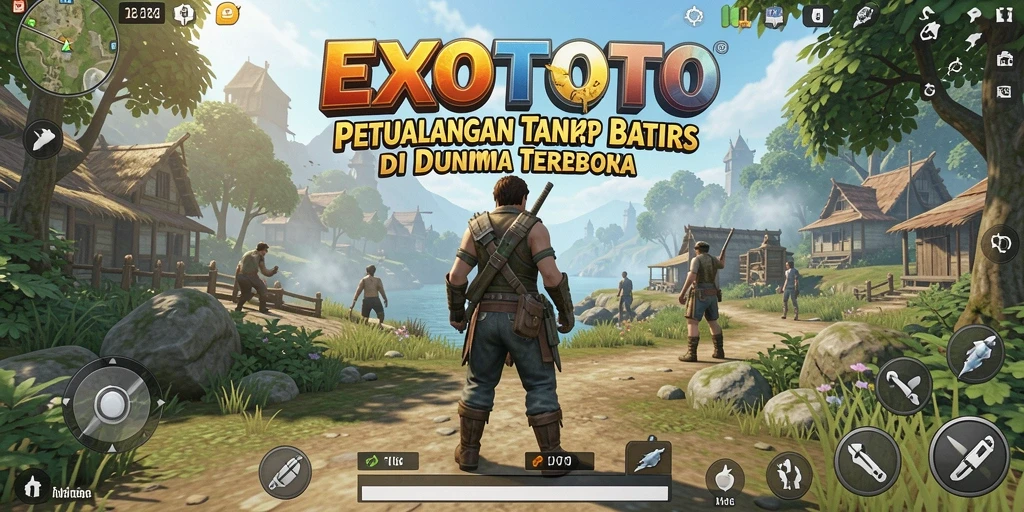 Tampilan gameplay EXOTOTO yang menakjubkan dengan dunia terbuka.