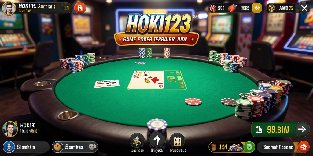 Tangkapan layar gameplay HOKI123 menampilkan aksi poker seru dan interaktif.