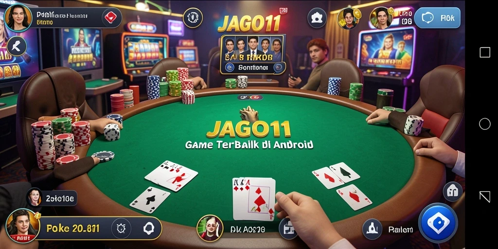 Tampilan utama JAGO11 menampilkan suasana permainan Poker yang seru dan interaktif.