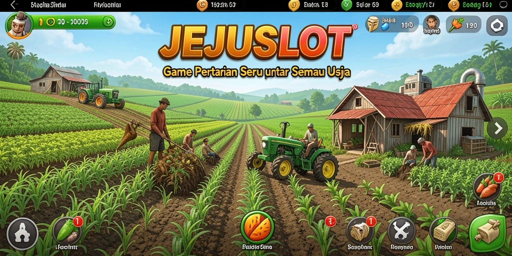 Tampilan gameplay <strong>JEJUSLOT</strong> yang menawan dan seru saat bertani.
