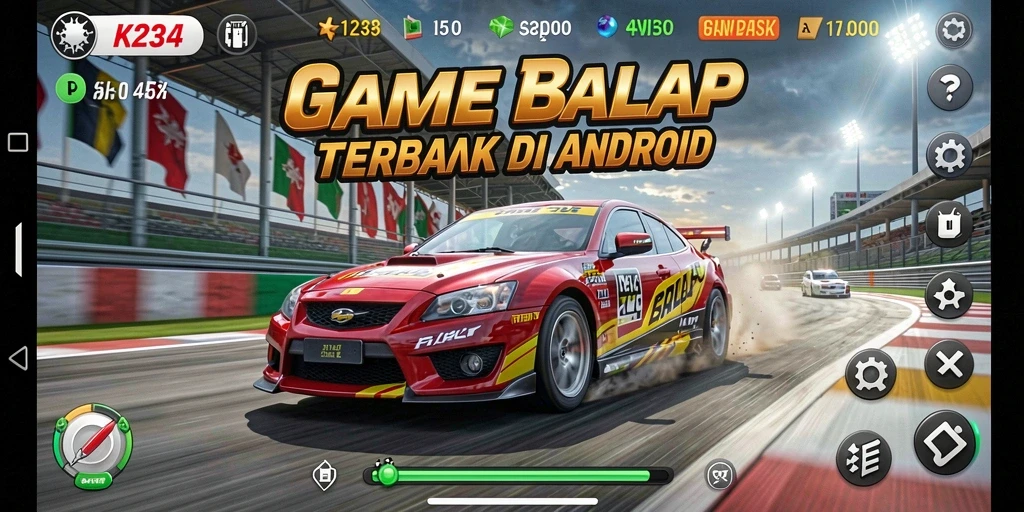 Gameplay K234 menampilkan aksi balap yang seru dan mendebarkan.