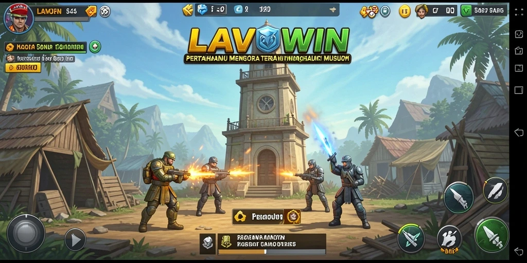 Tampilan gameplay LAVOWIN yang menegangkan di setiap level Tower Defense.