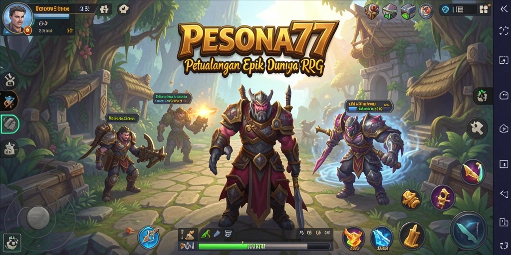 Tangkapan layar utama PESONA77 menampilkan aksi pertarungan epik dalam gameplay RPG.