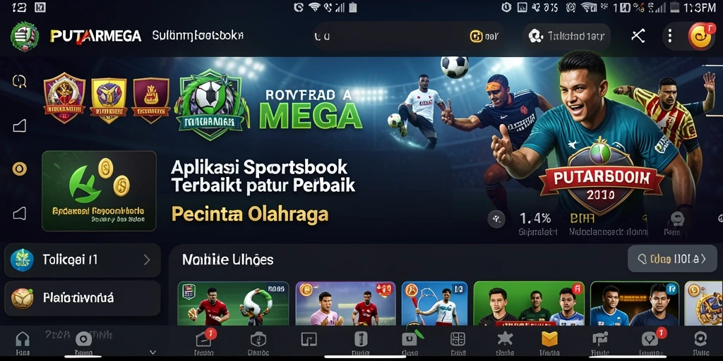Screenshot PUTARMEGA menampilkan aksi taruhan olahraga yang intens.