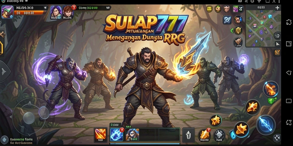 Screenshot menampilkan karakter bertarung melawan monster di dunia RPG.