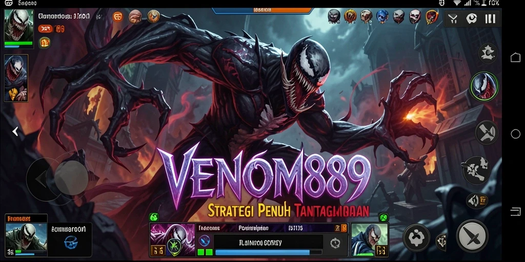 Screenshot utama yang menunjukkan gameplay <strong>VENOM889</strong> dengan elemen strategi.