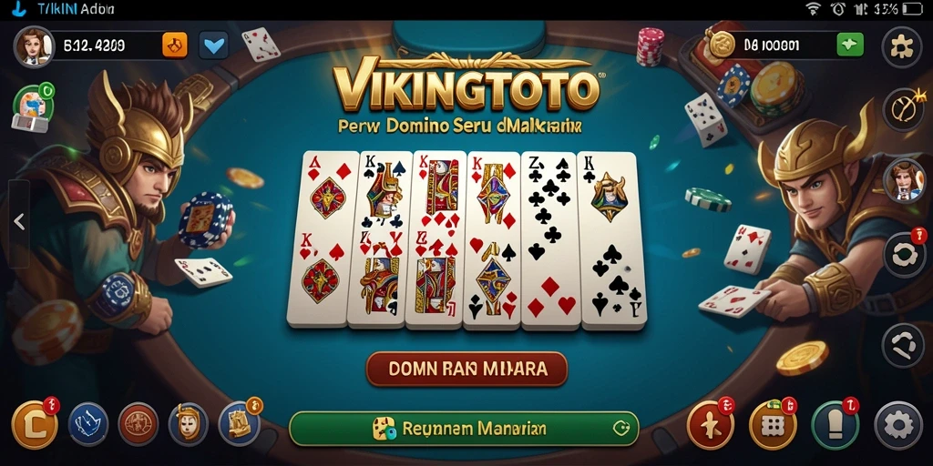 Screenshot permainan VIKINGTOTO yang menunjukkan gameplay Domino yang menarik.
