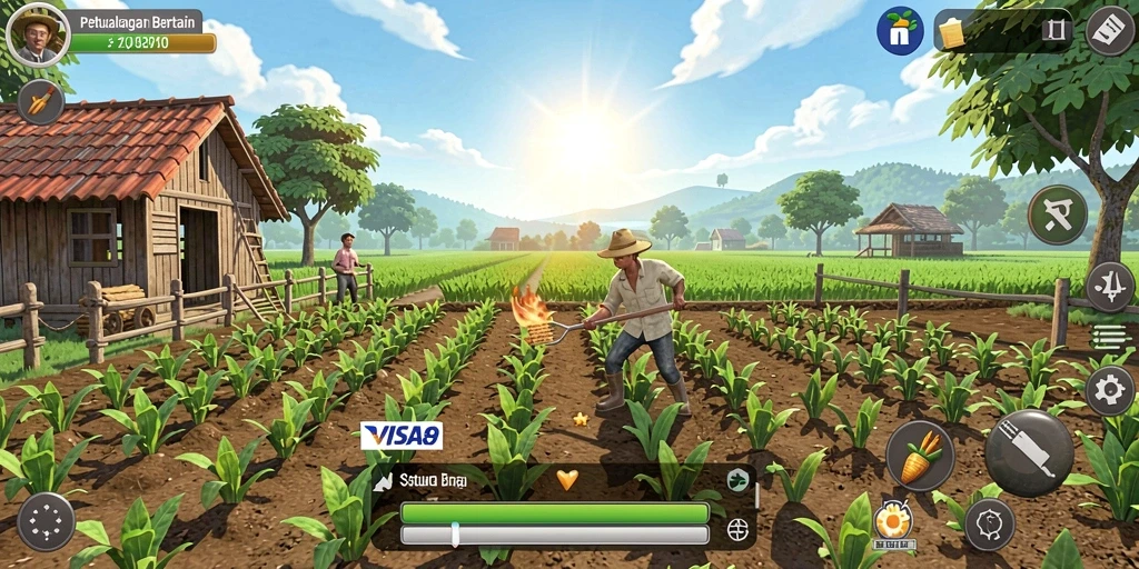 Gameplay menarik dalam <strong>VISA89</strong> yang menunjukkan aktivitas bertani.