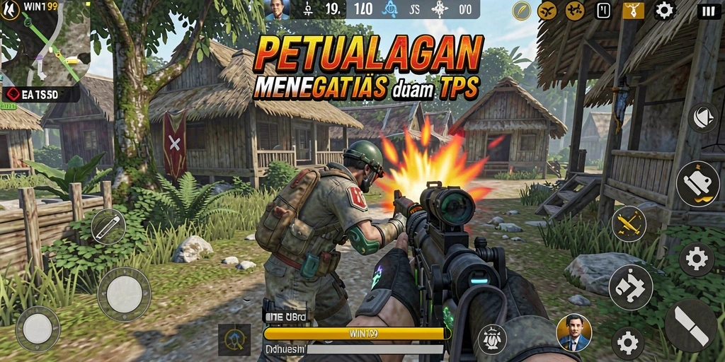 Screenshot gameplay WIN199 menampilkan aksi seru di medan perang.