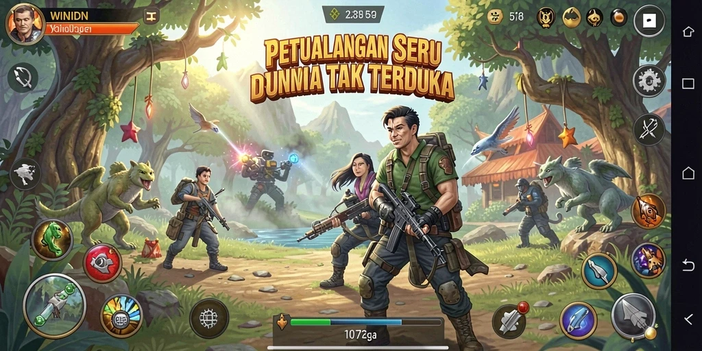 Gameplay seru WINIDN dalam misi petualangan yang menantang.